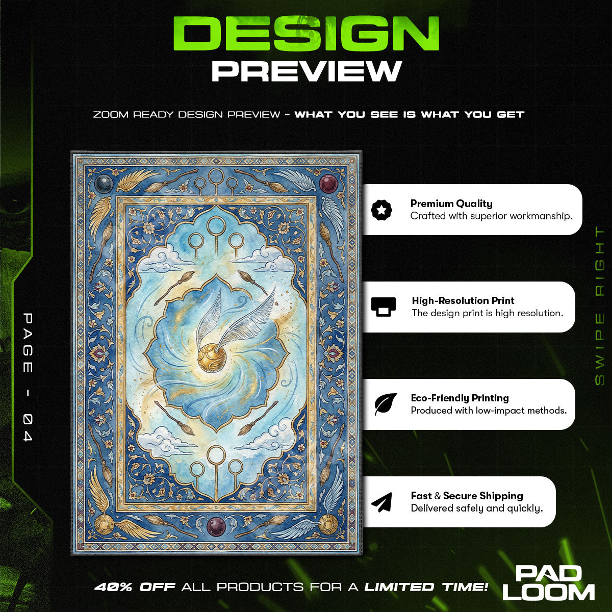 Room character design printed on rug