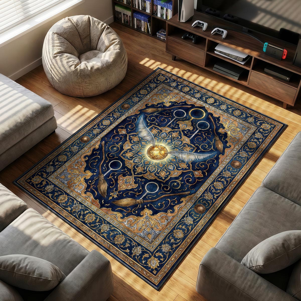 Golden Snitch themed area rug for Vintage fans
