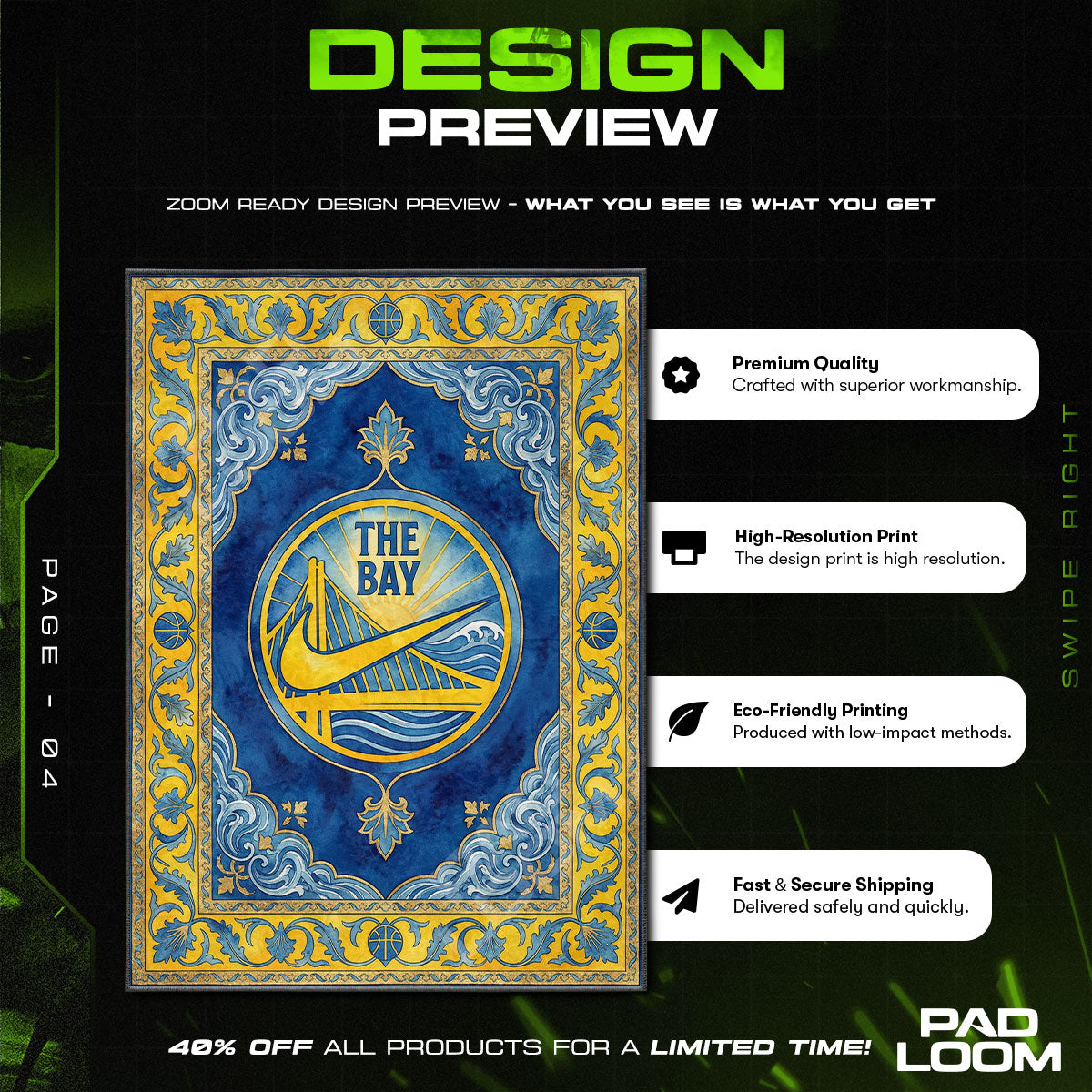 Golden State The Bay Crest Rug - Hypebeast Floor Mat