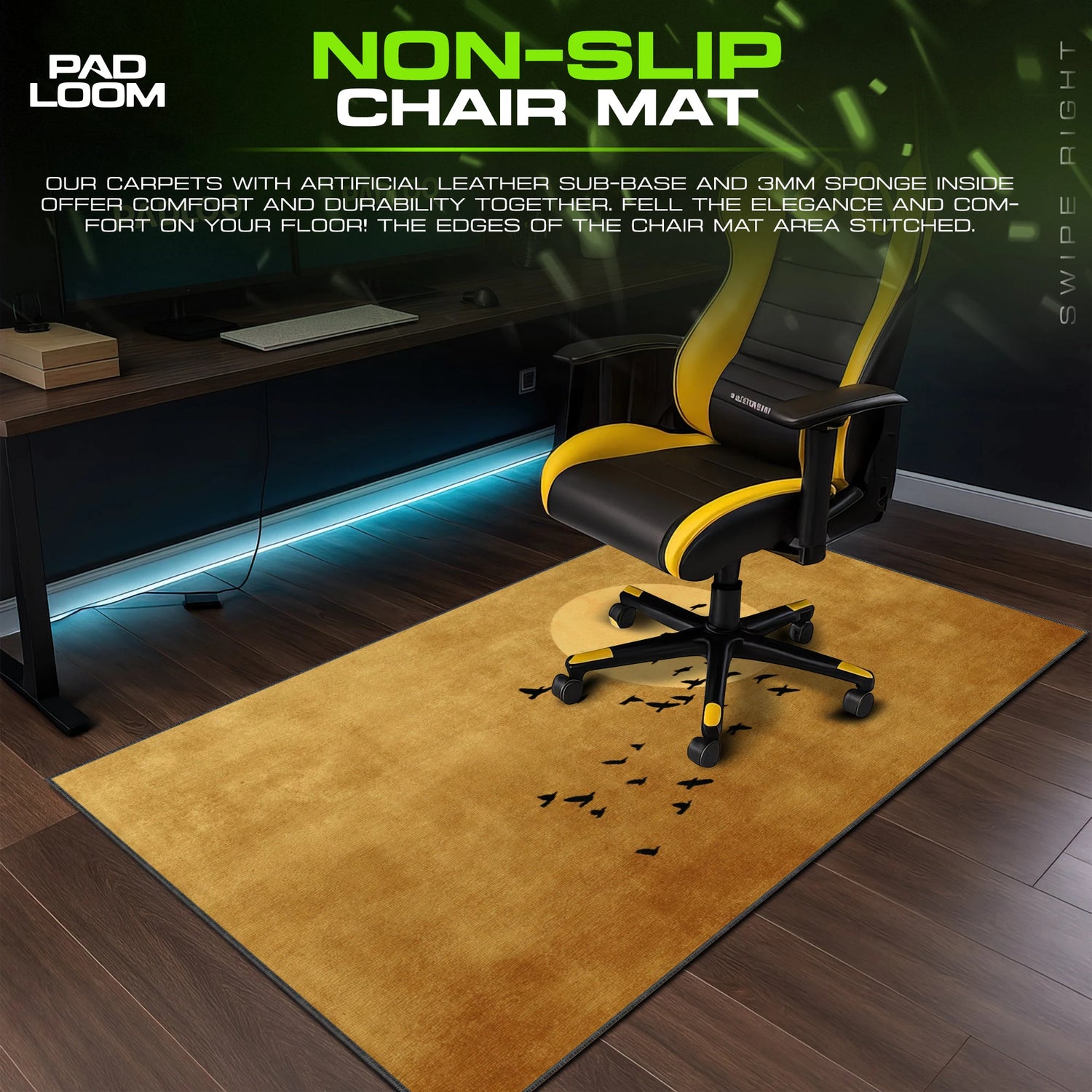 Golden Sun Flock Mouse Pad - Minimalist Desk Mat