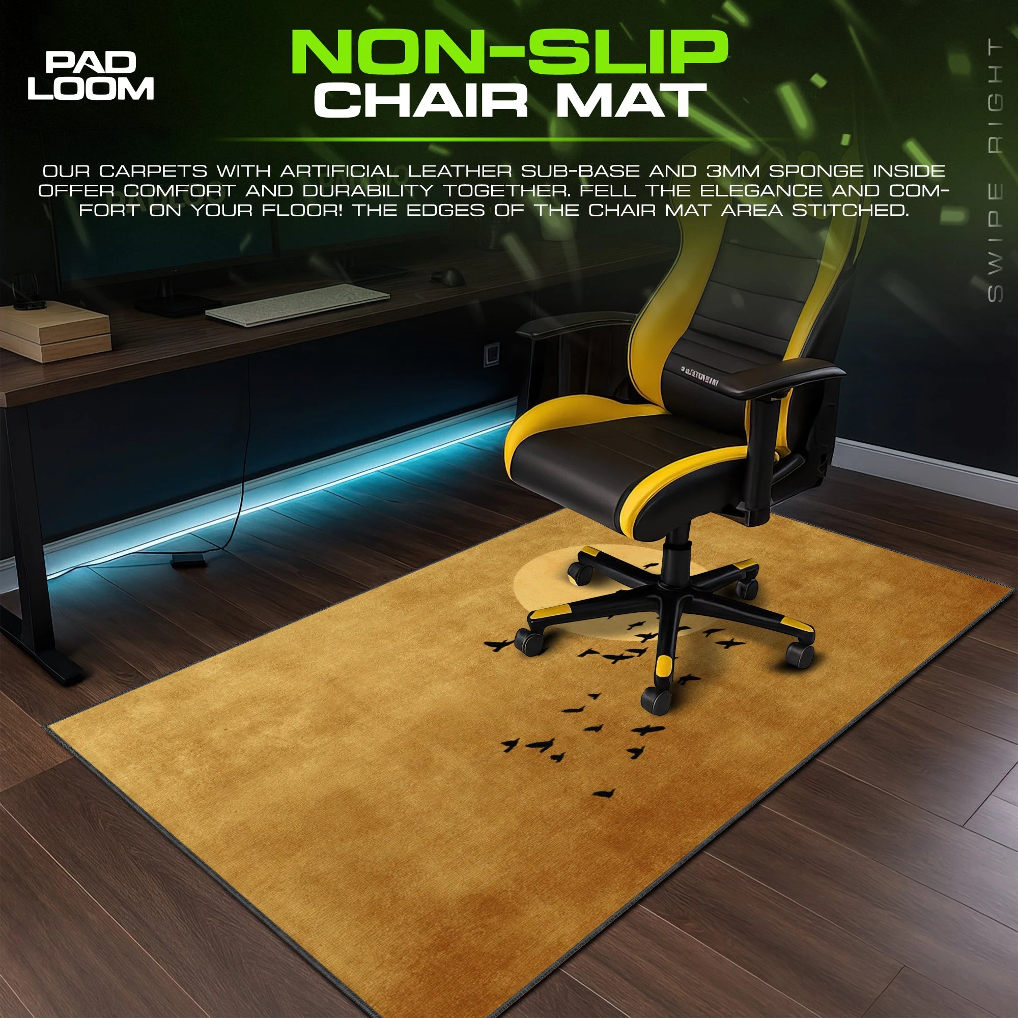 Golden Sun Flock Mouse Pad - Minimalist Desk Mat
