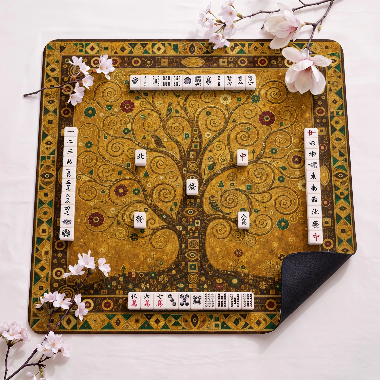 Golden Tree Mahjong Mat - Mah Jongg Table Mat