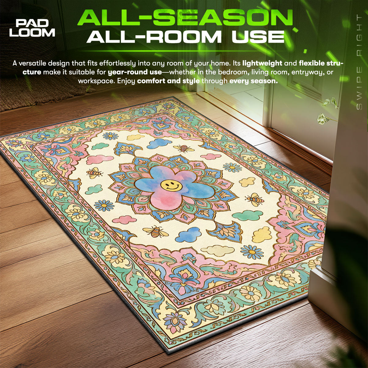 Golf Le Fleur Pastel Garden Urban Floor fan rug — premium quality print