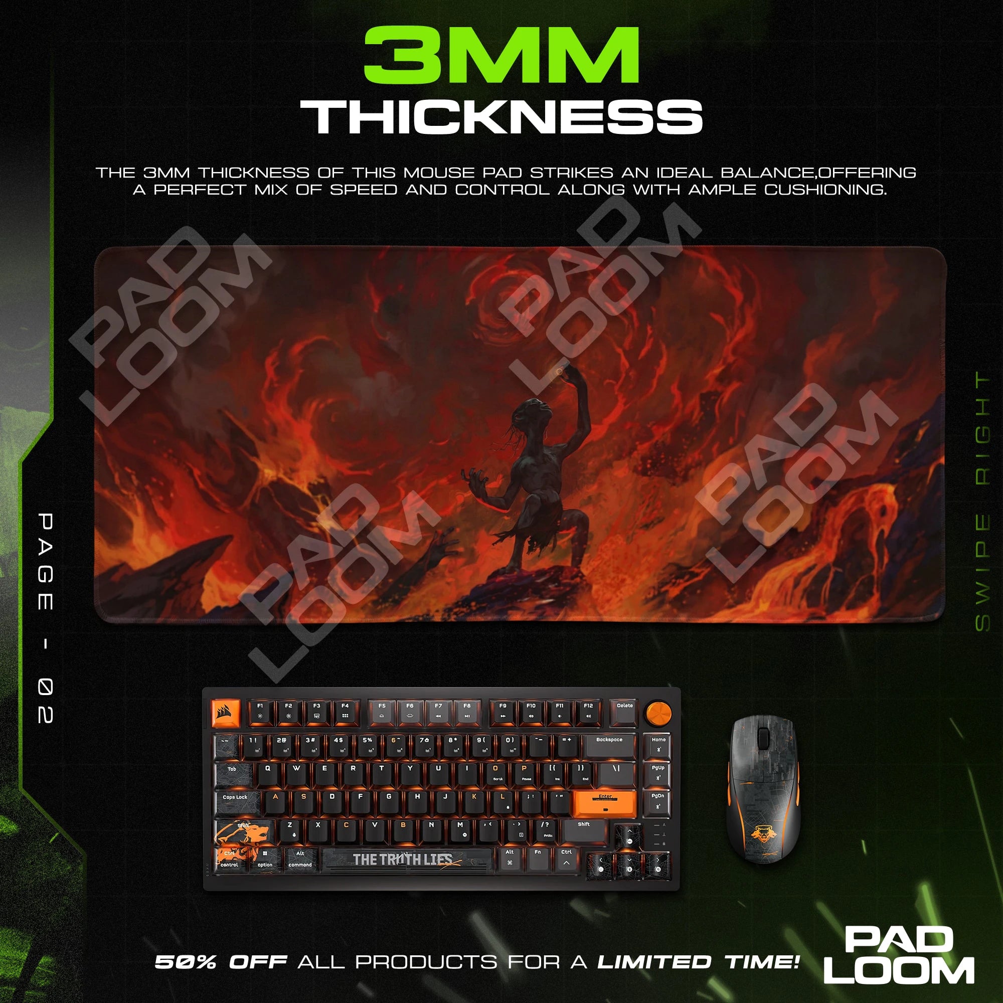 Gollum Molten Descent Mouse Pad - LOTR Desk Mat