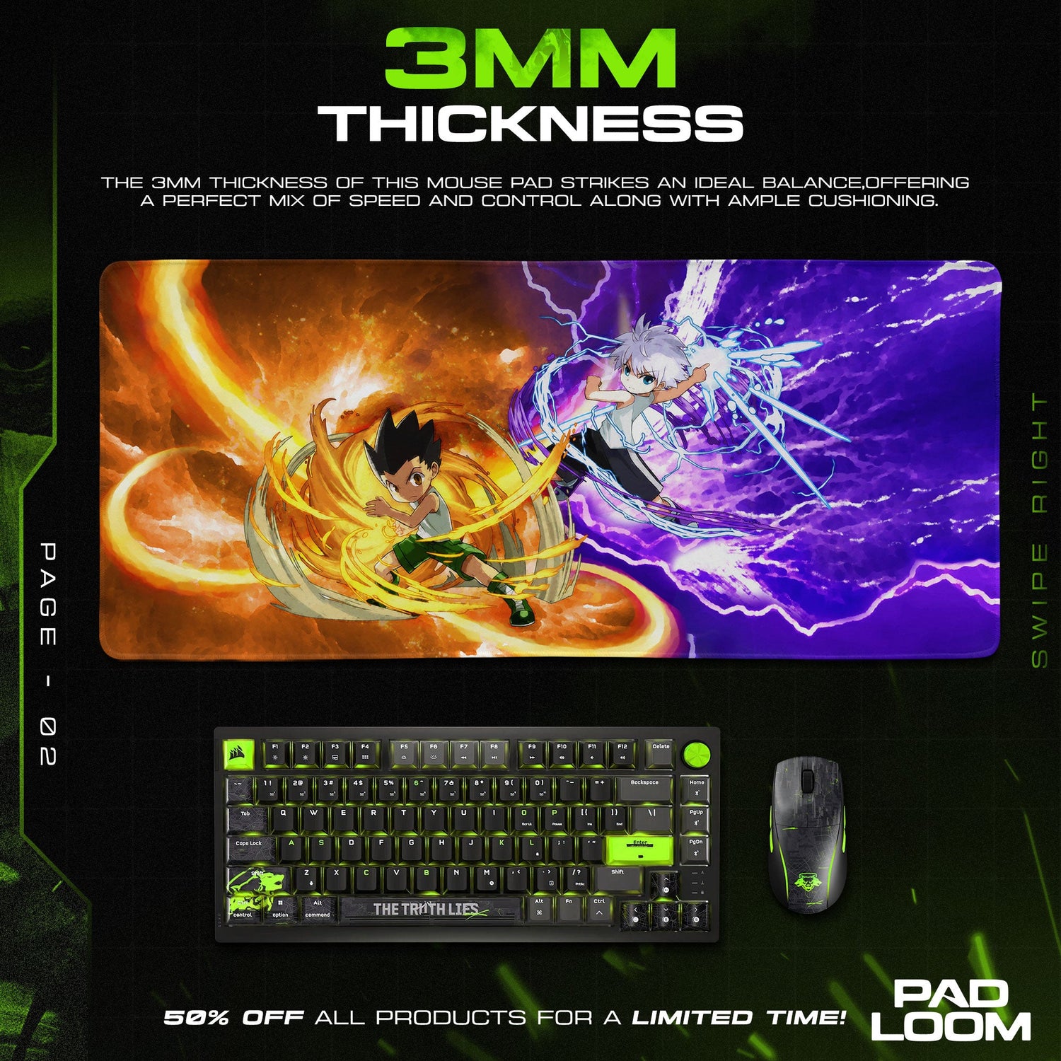 Gon and Killua Mouse Pad - Electric Duo Anime Desk Mat Padloom