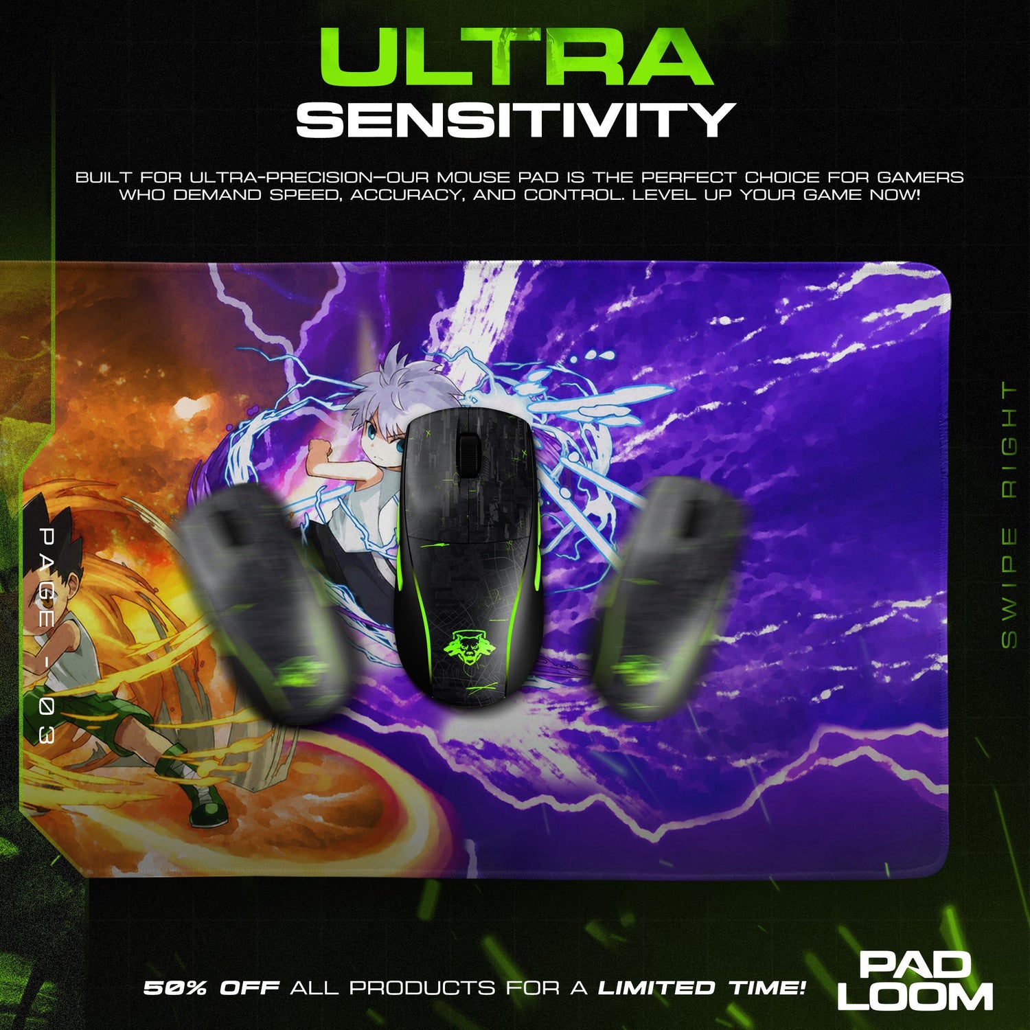 Gon and Killua Mouse Pad - Electric Duo Anime Desk Mat Padloom