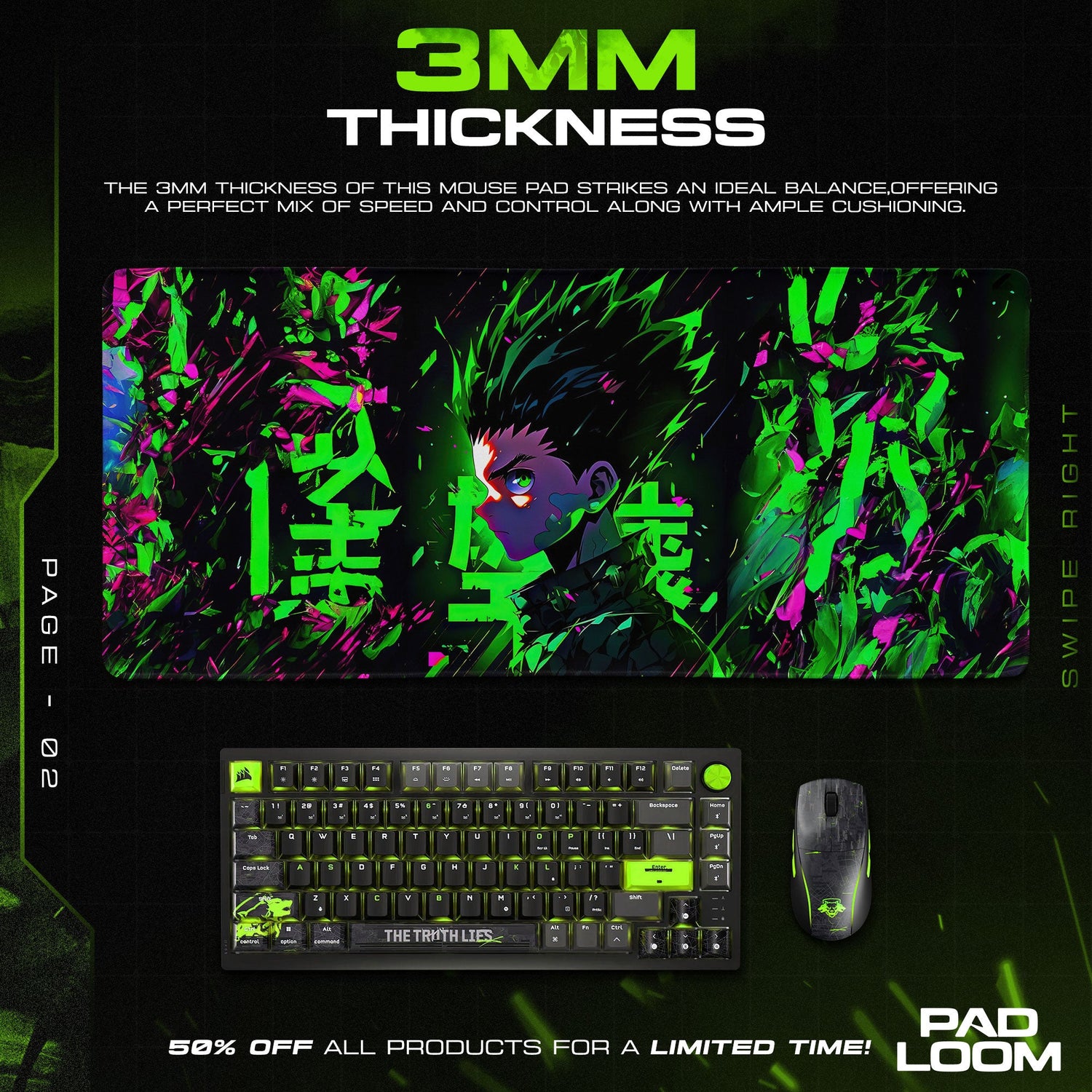 Gon Freecss Rage Form Mouse Pad, Hunter x Hunter Gaming Desk Mat Padloom