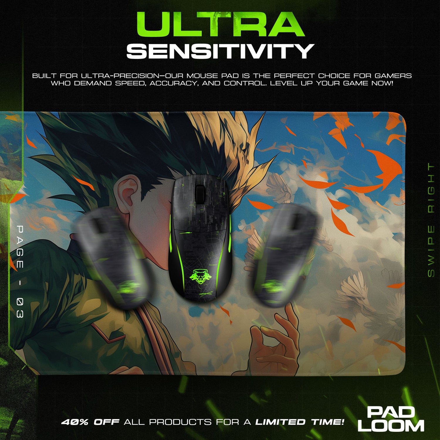 Gon Freecss Windbound Mouse Pad, Hunter x Hunter Anime Desk Mat Padloom