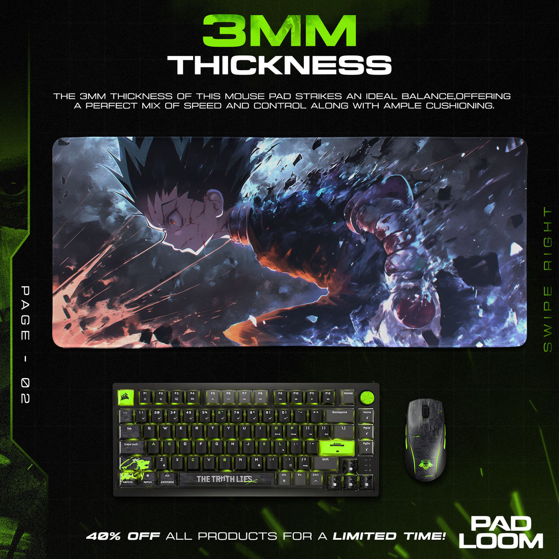Gon Rage Mode Mouse Pad, Hunter x Hunter Gaming Desk Mat