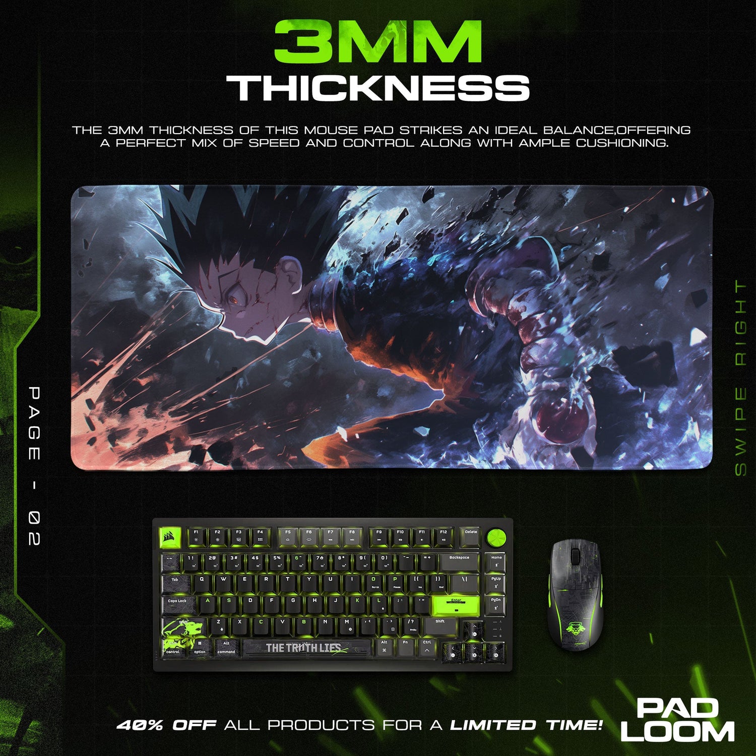 Gon Rage Mode Mouse Pad, Hunter x Hunter Gaming Desk Mat Padloom