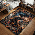 Illustration of Adult Gon Freecss delivering a punch with flowing long hair and dark flames on a Hunter x Hunter rug.