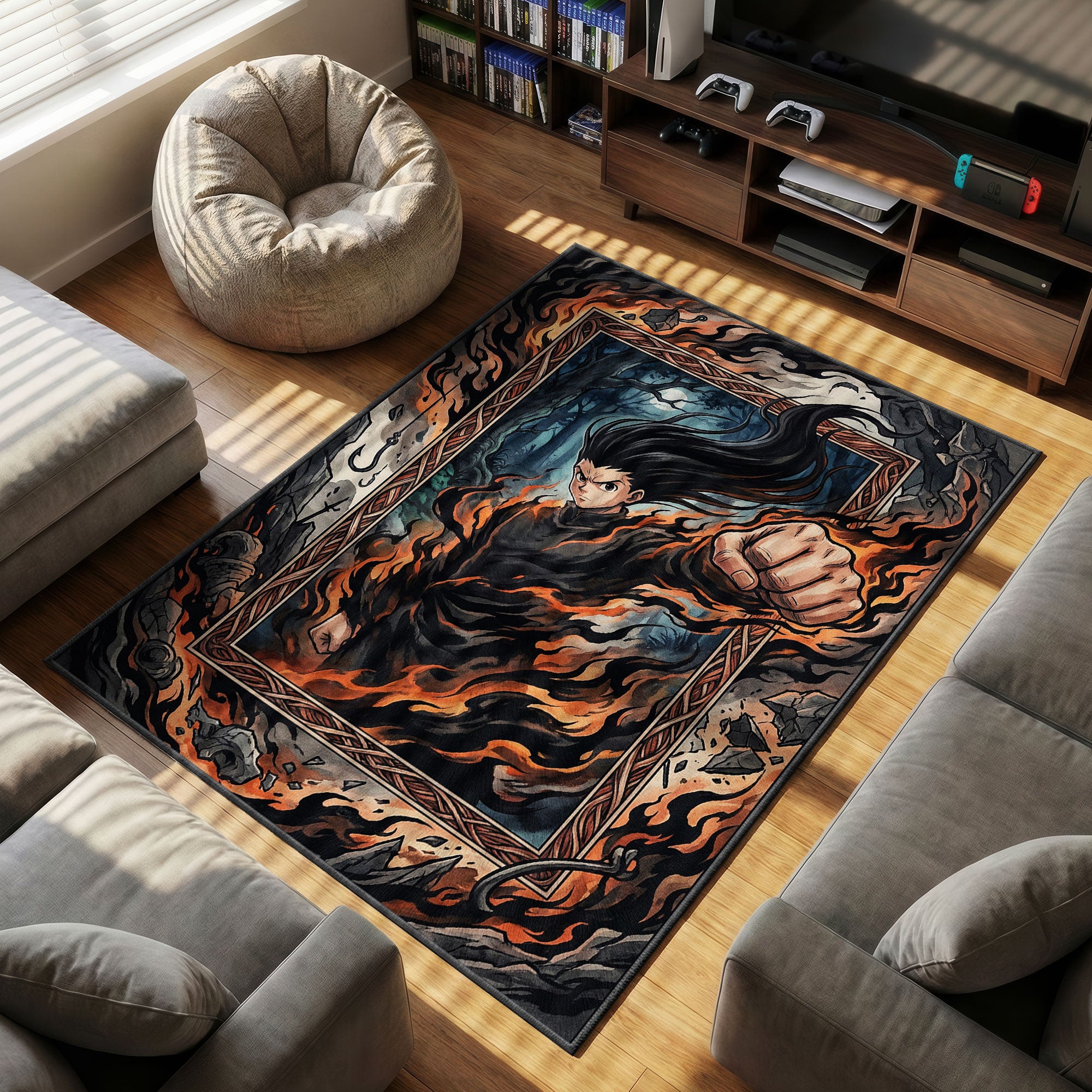Gon Transformed themed area rug for home decor fans