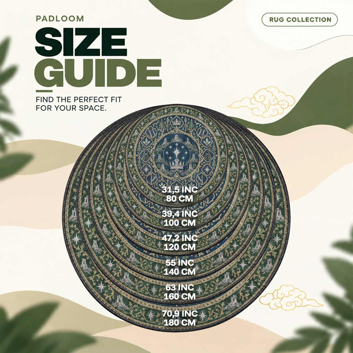 Gondor Crown Round Rug - Lord of the Rings Chair Mat