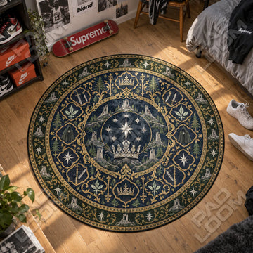Gondor Crown Round Rug - Lord of the Rings Chair Mat