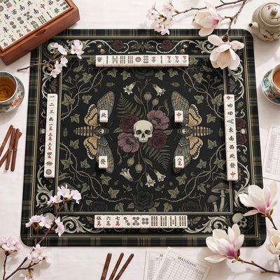 Gothic Moth Skull Mahjong Mat - Mah Jongg Mat