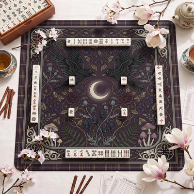 Gothic Raven Moon Mahjong Mat - Mah Jongg Mat