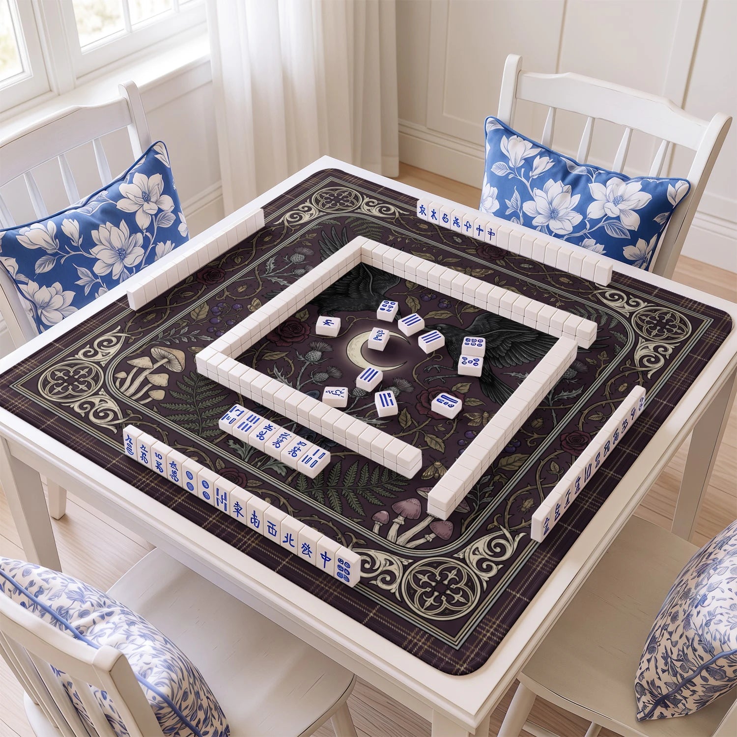 Gothic Raven Moon Mahjong Mat - Mah Jongg Mat