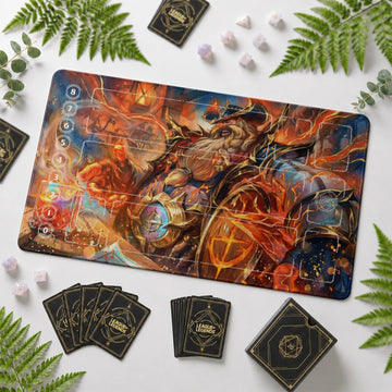 Gragas Emberhelm Riftbound TCG playmat – zone-free full-art League of Legends game mat