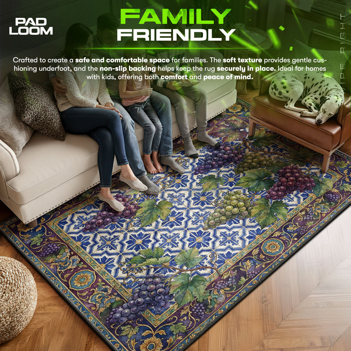 Floor character design printed on rug