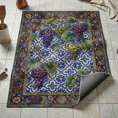 Grapevine Harvest Rug — Vineyard Kitchen Floor Mat