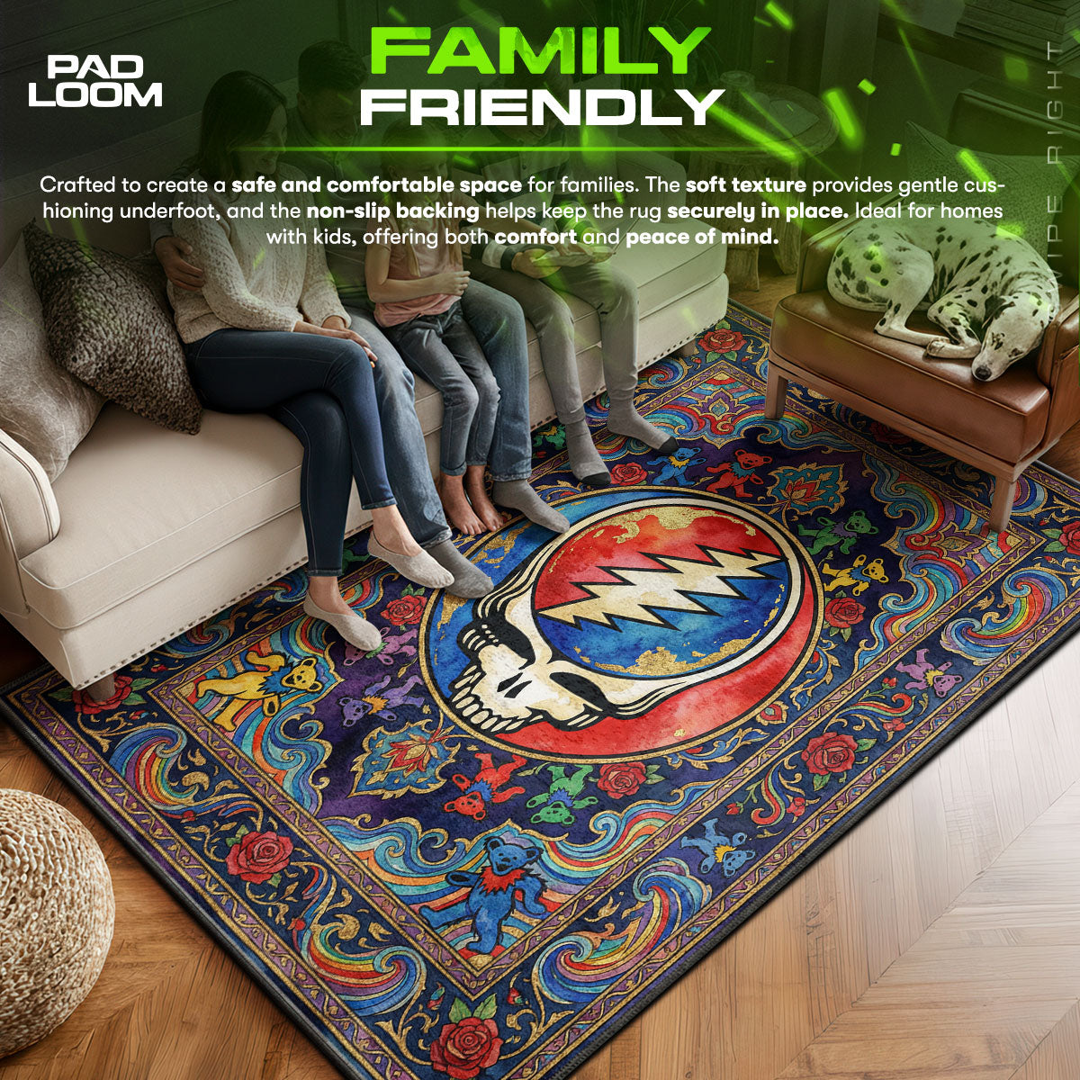 Area character design printed on rug
