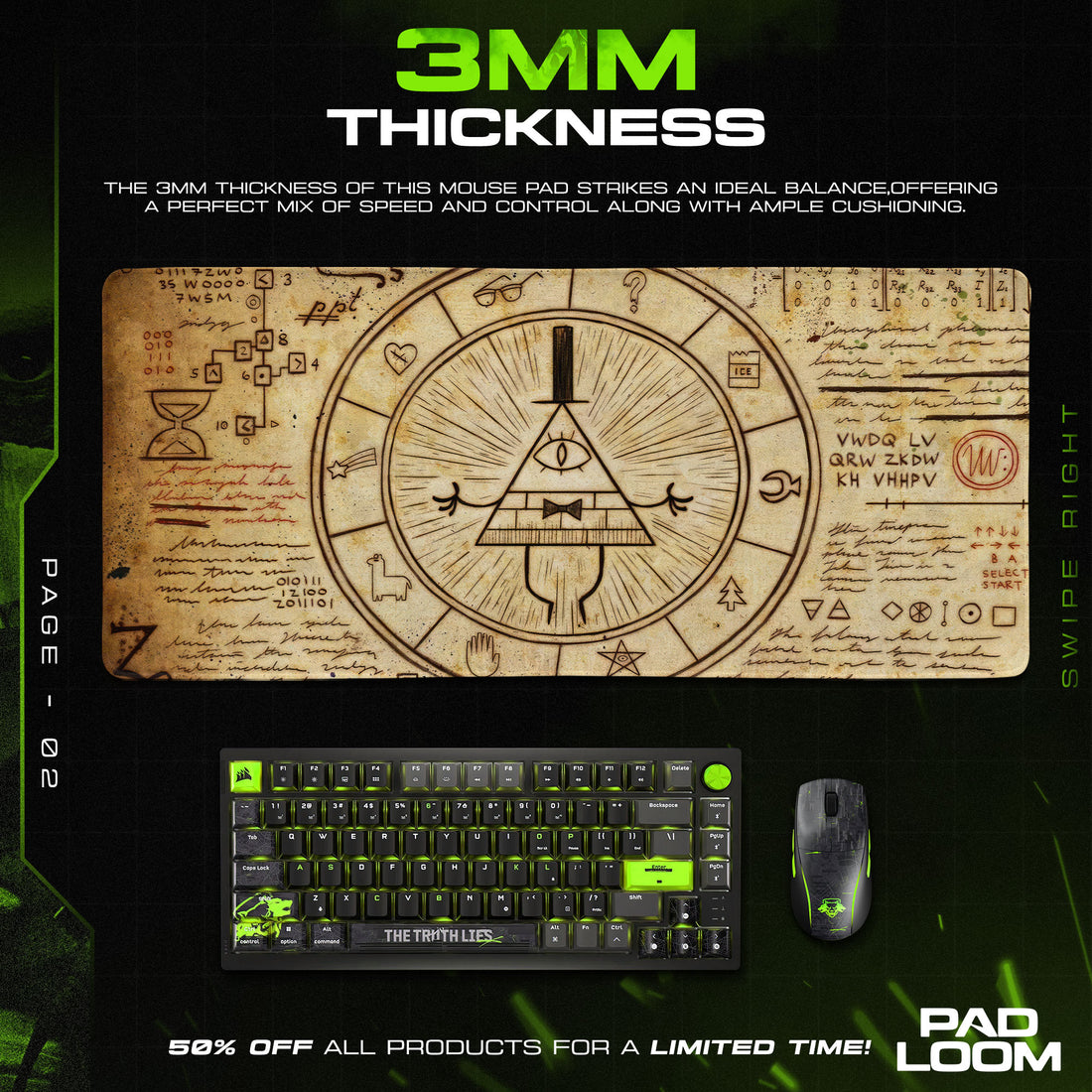 Gravity Falls Bill Cipher Mouse Pad, Mystery Wheel Cartoon Desk Mat