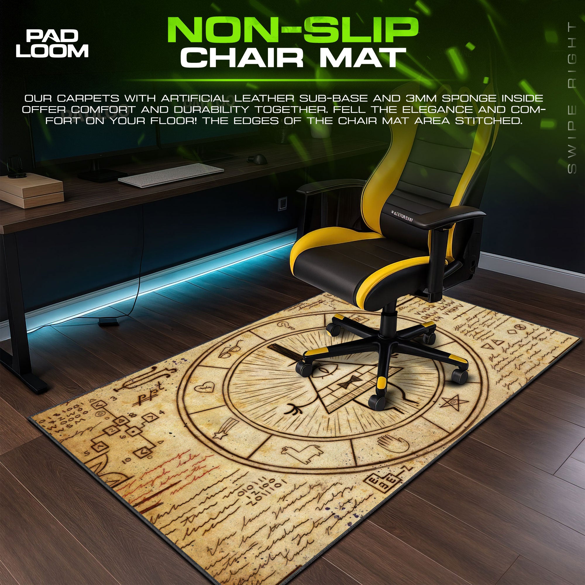 Gravity Falls Bill Cipher Mouse Pad, Mystery Wheel Cartoon Desk Mat