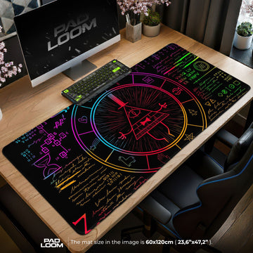 Gravity Falls Bill Cipher Mouse Pad - Neon Symbol Desk Mat Padloom
