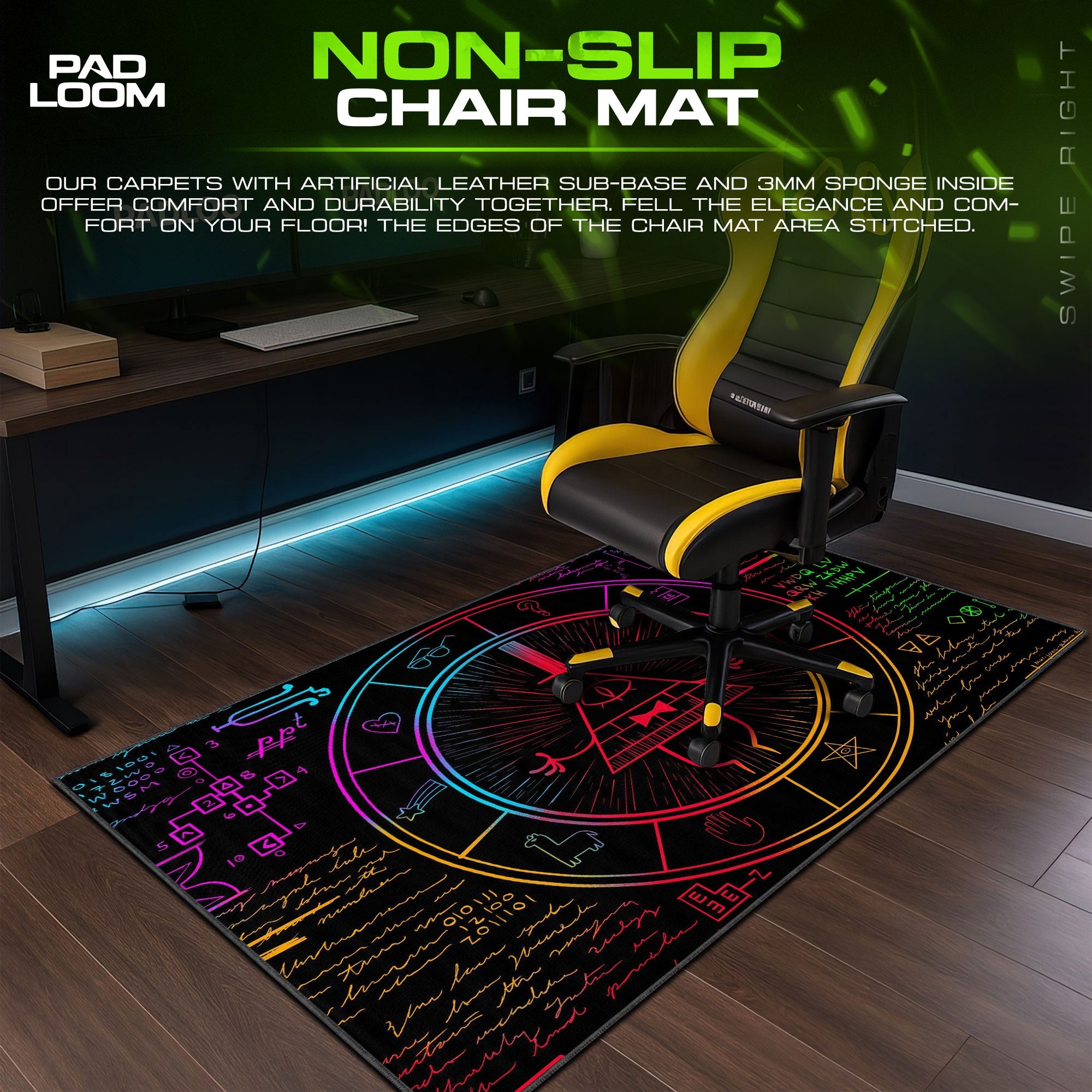 Gravity Falls Bill Cipher Mouse Pad - Neon Symbol Desk Mat Padloom