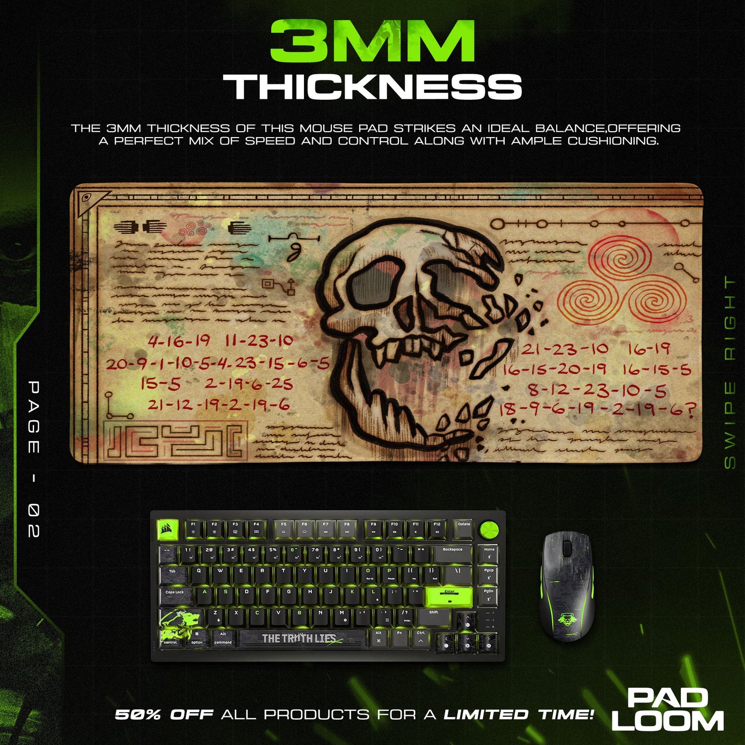Gravity Falls Cryptic Skull Mouse Pad, Cartoon Gaming Desk Mat Padloom