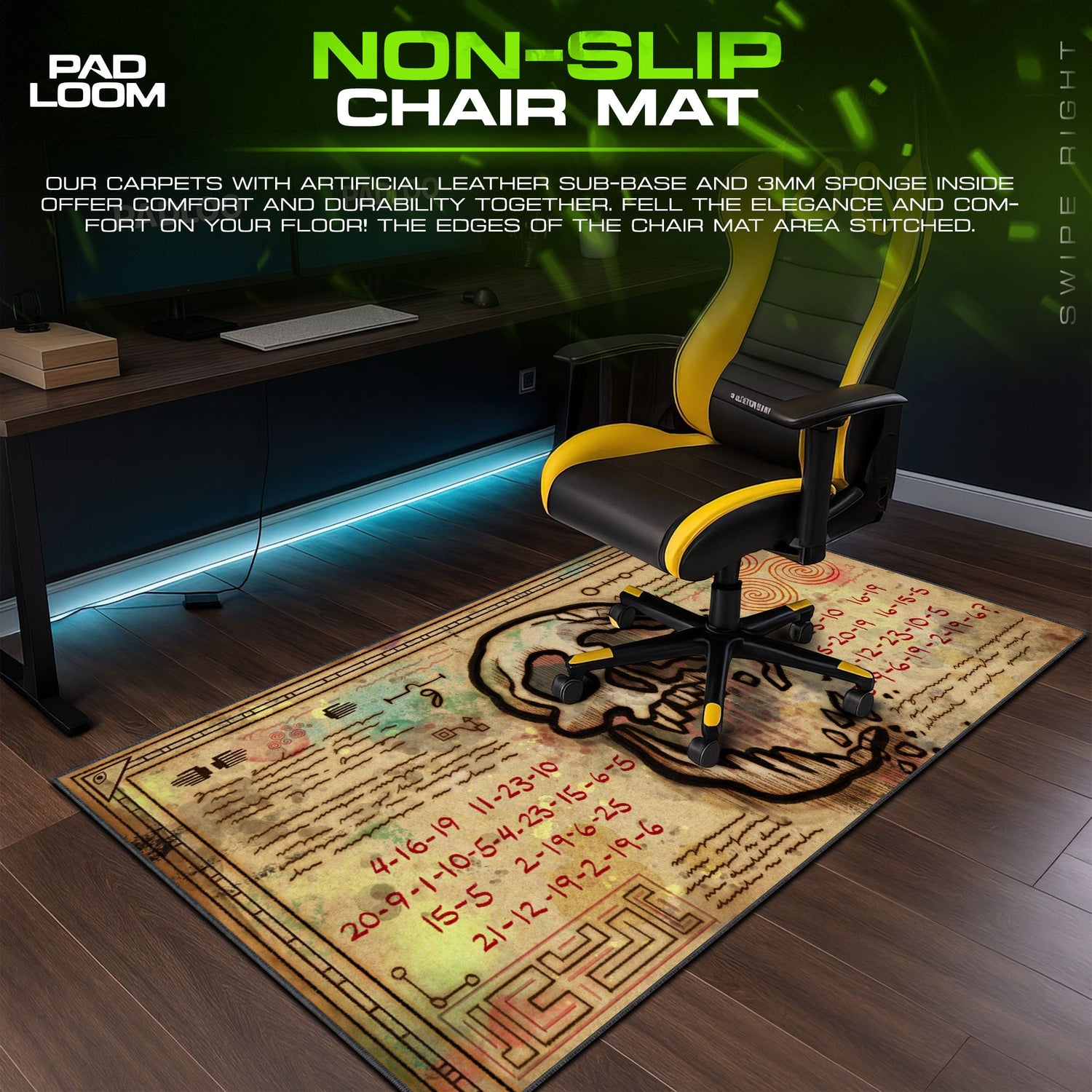 Gravity Falls Cryptic Skull Mouse Pad, Cartoon Gaming Desk Mat Padloom