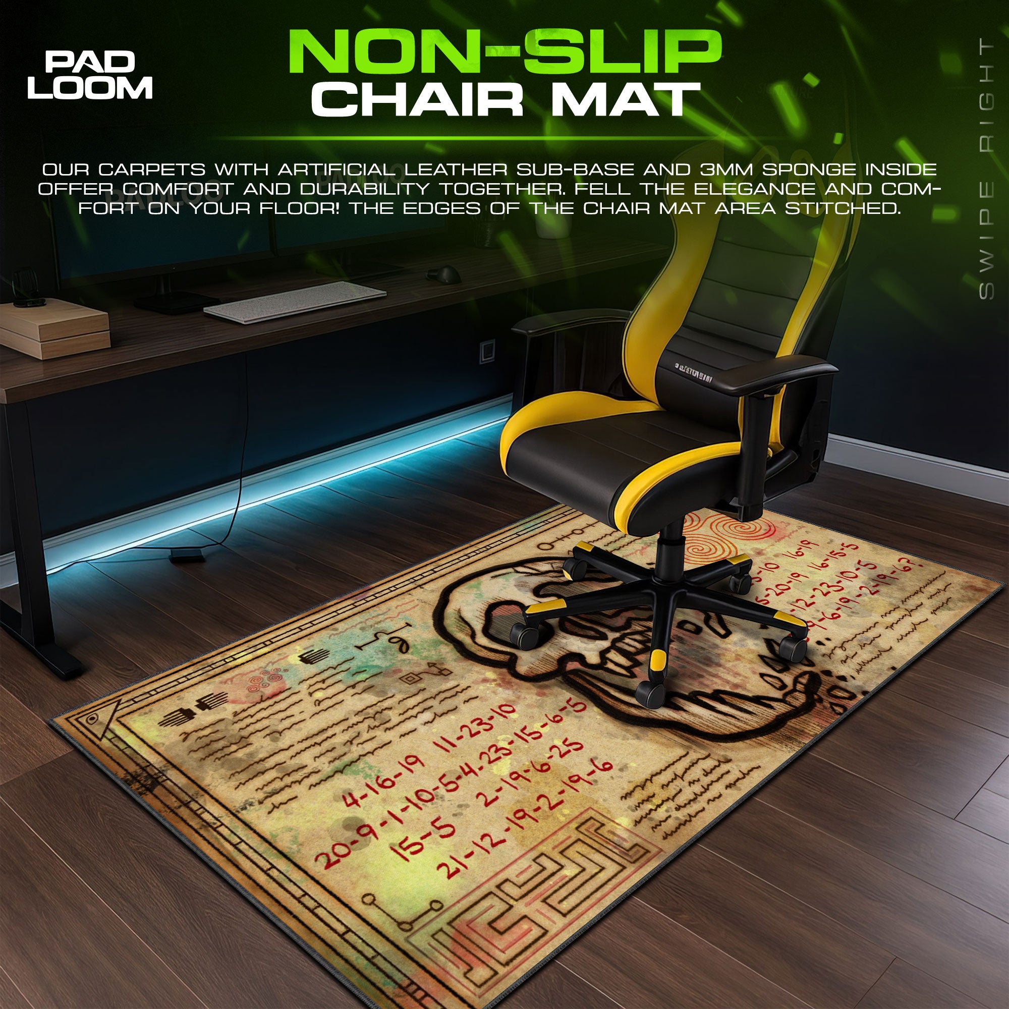 Gravity Falls Cryptic Skull Mouse Pad, Cartoon Gaming Desk Mat