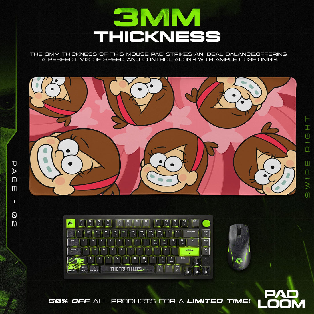 Gravity Falls Mabel Mouse Pad - Smile Squad Anime Desk Mat Padloom