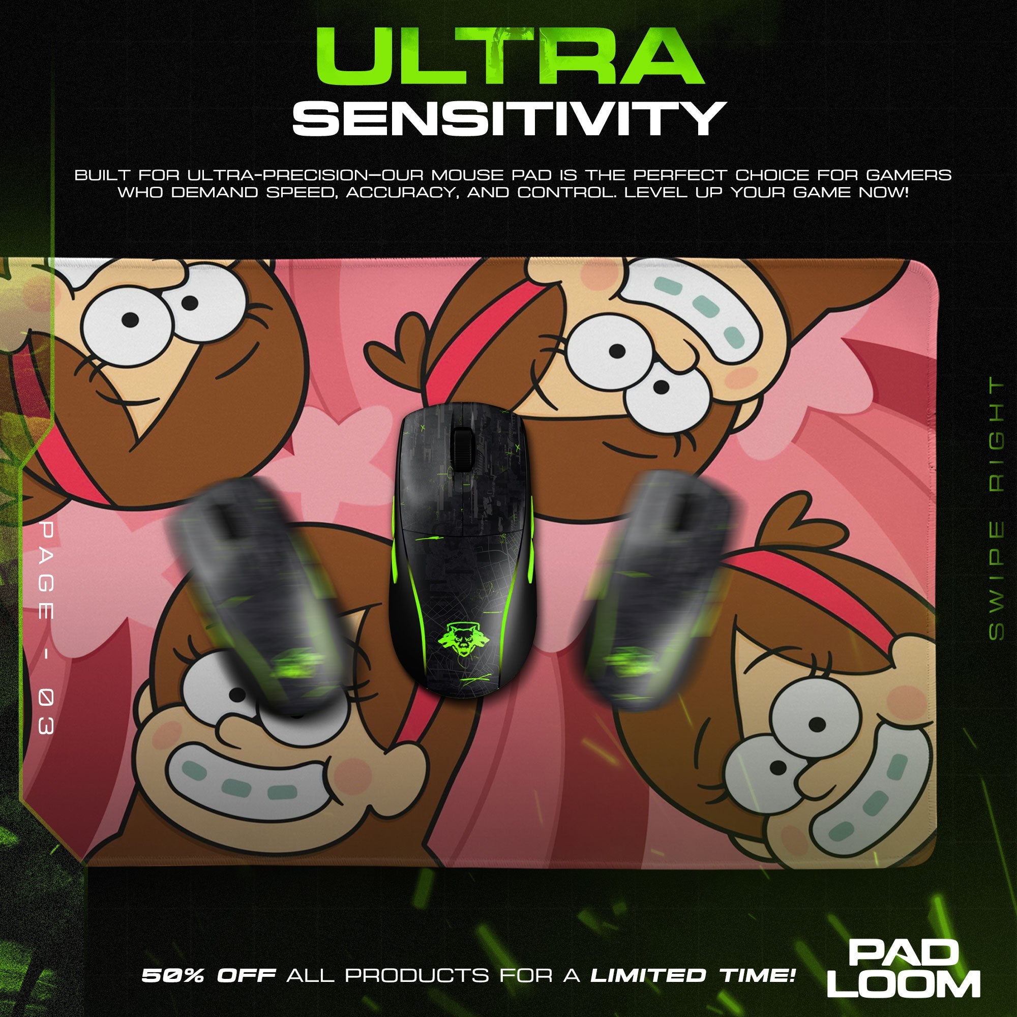 Gravity Falls Mabel Mouse Pad - Smile Squad Anime Desk Mat Padloom