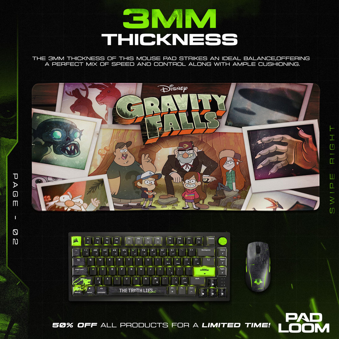 Gravity Falls Mouse Pad, Mystery Adventure Disney Desk Mat