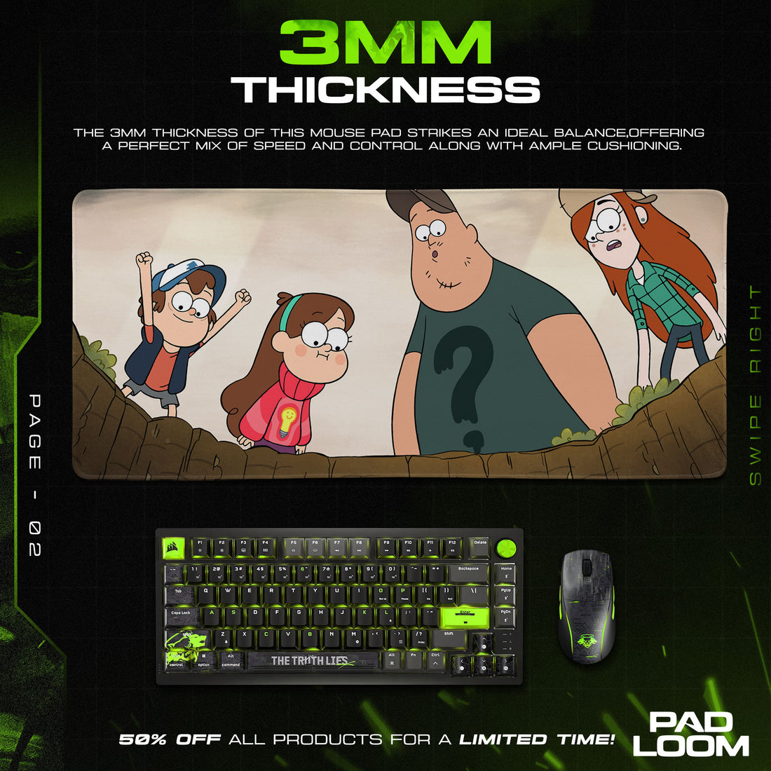 Gravity Falls Mouse Pad, Mystery Crew Cartoon Desk Mat