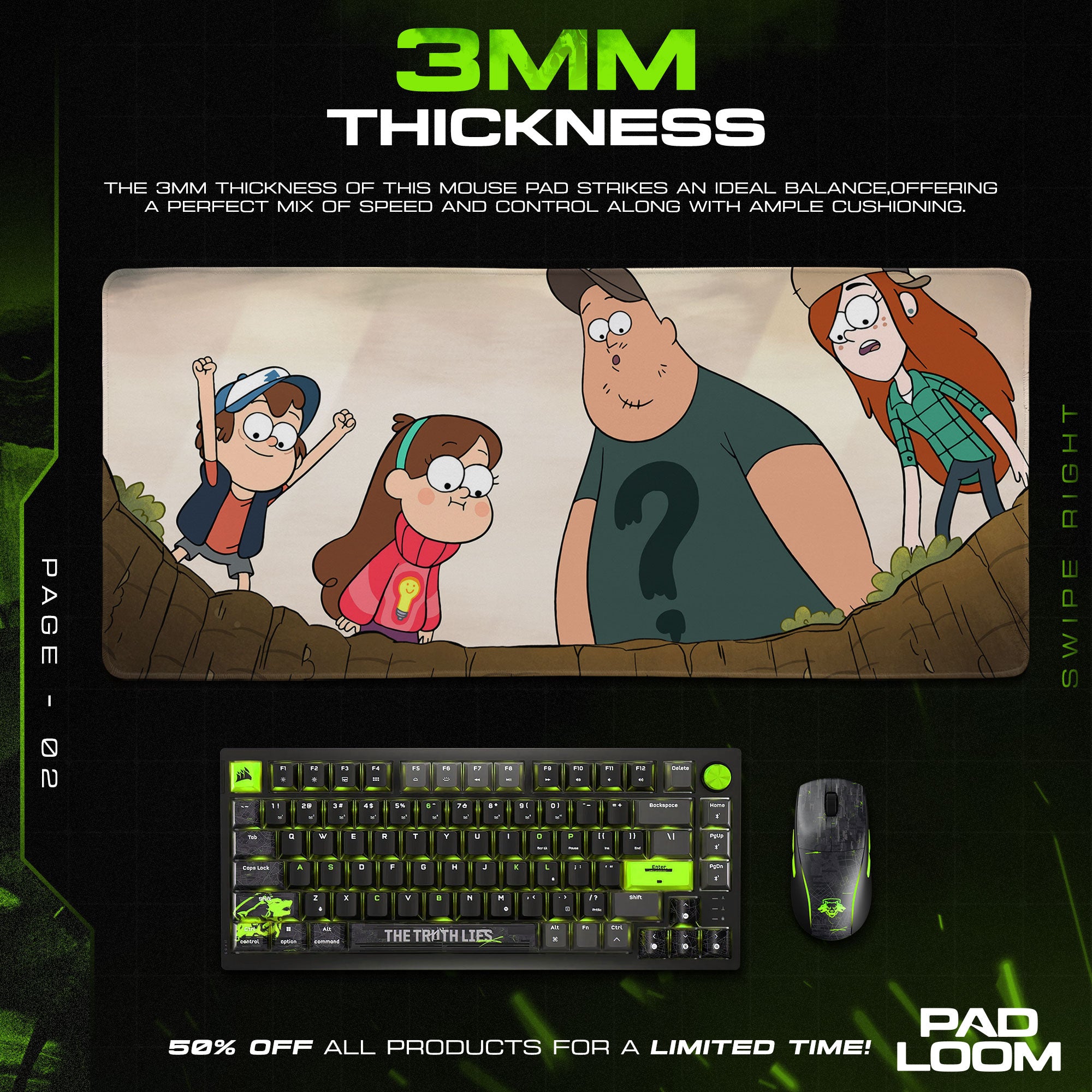 Gravity Falls Mouse Pad, Mystery Crew Cartoon Desk Mat
