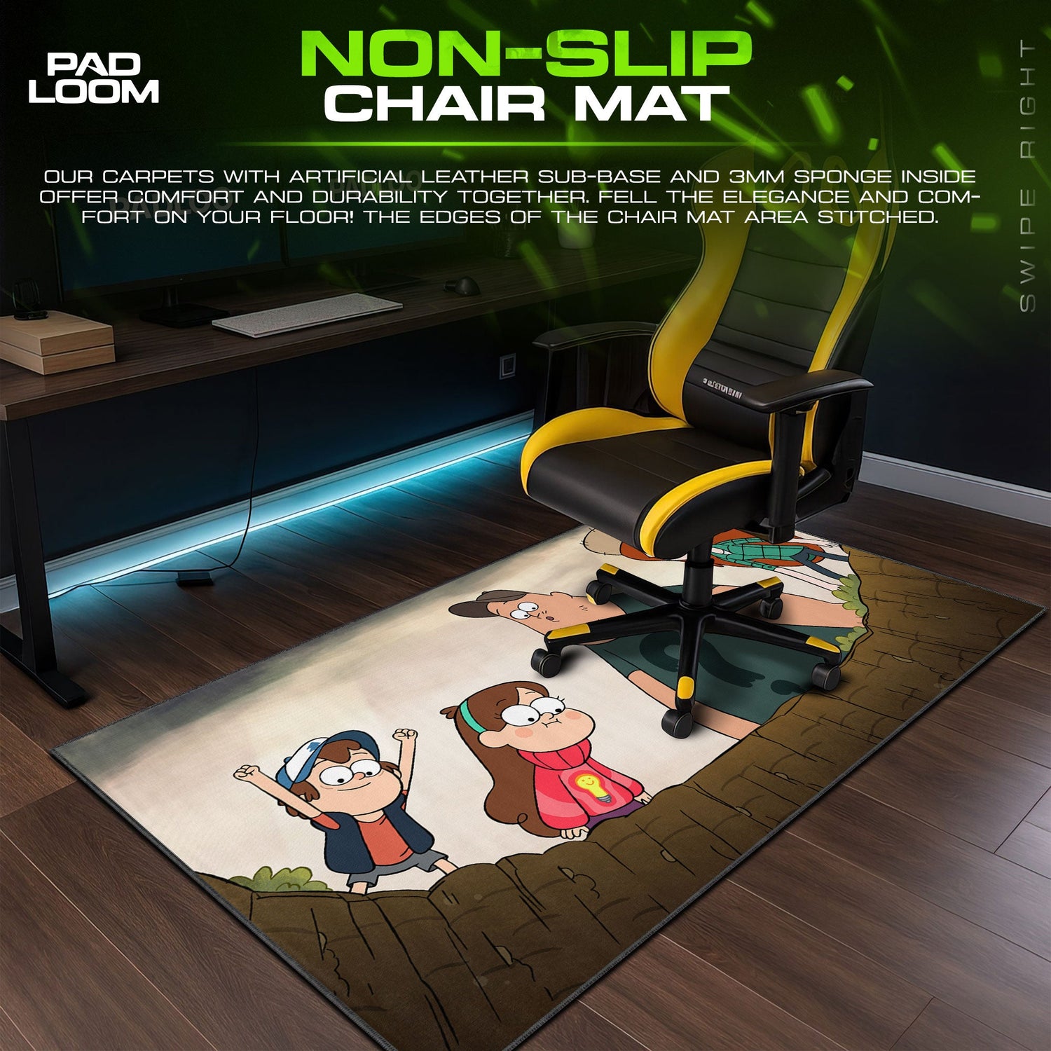 Gravity Falls Mouse Pad, Mystery Crew Cartoon Desk Mat Padloom
