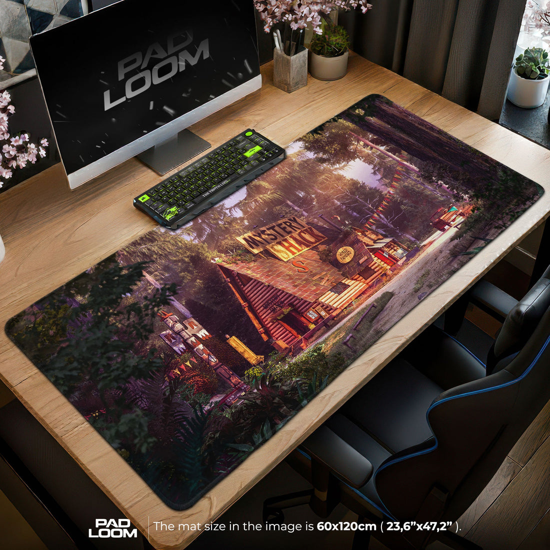 Gravity Falls Mystery Shack Mouse Pad - Retro Forest Desk Mat Padloom