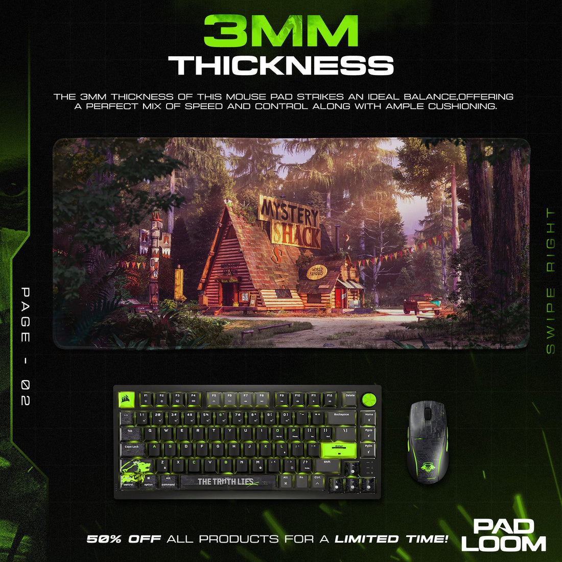 Gravity Falls Mystery Shack Mouse Pad - Retro Forest Desk Mat Padloom