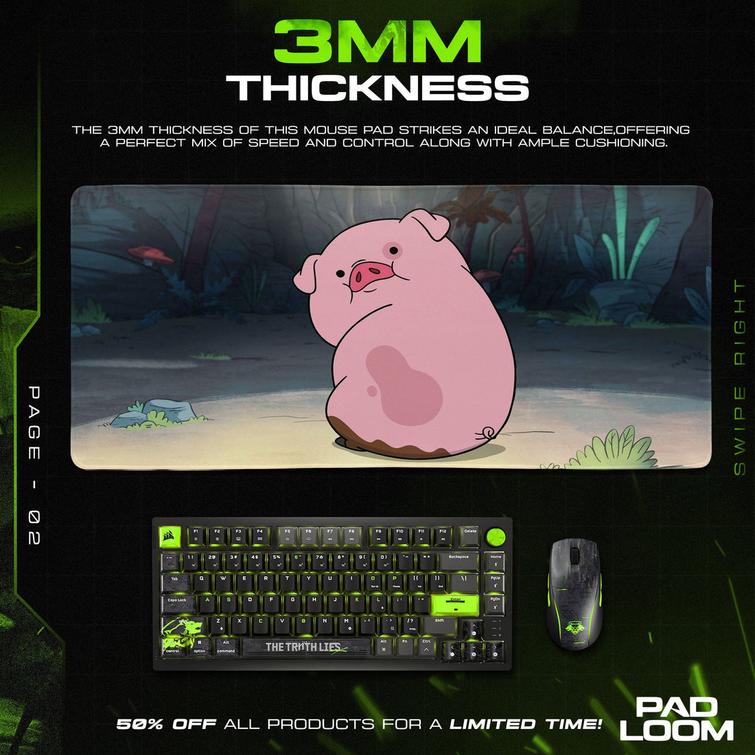 Gravity Falls Waddles Mouse Pad - Forest Friend Anime Desk Mat Padloom