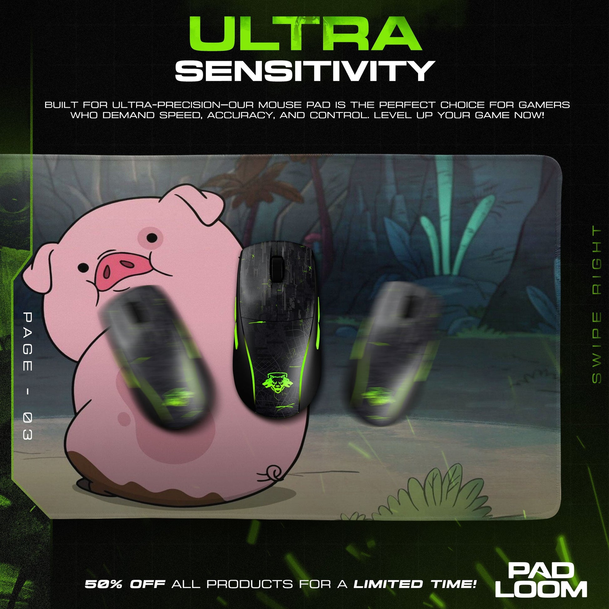 Gravity Falls Waddles Mouse Pad - Forest Friend Anime Desk Mat Padloom
