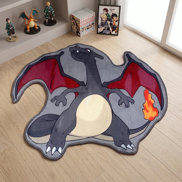 Gray Charizard Rug - Shaped Anime Area Rug