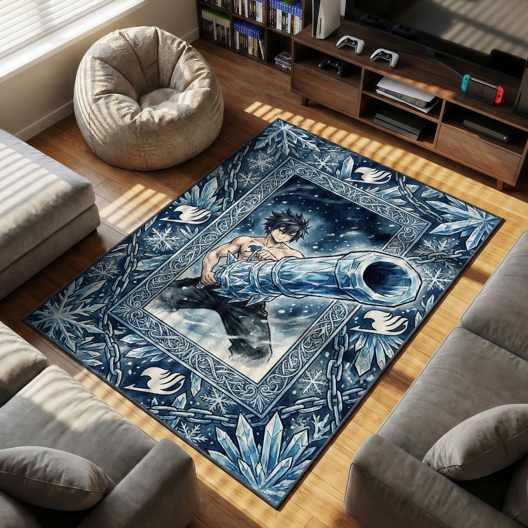 Gray Fullbuster themed area rug for home decor fans