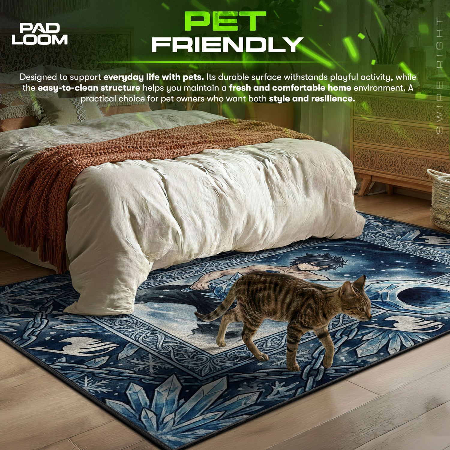 Chair character design printed on rug