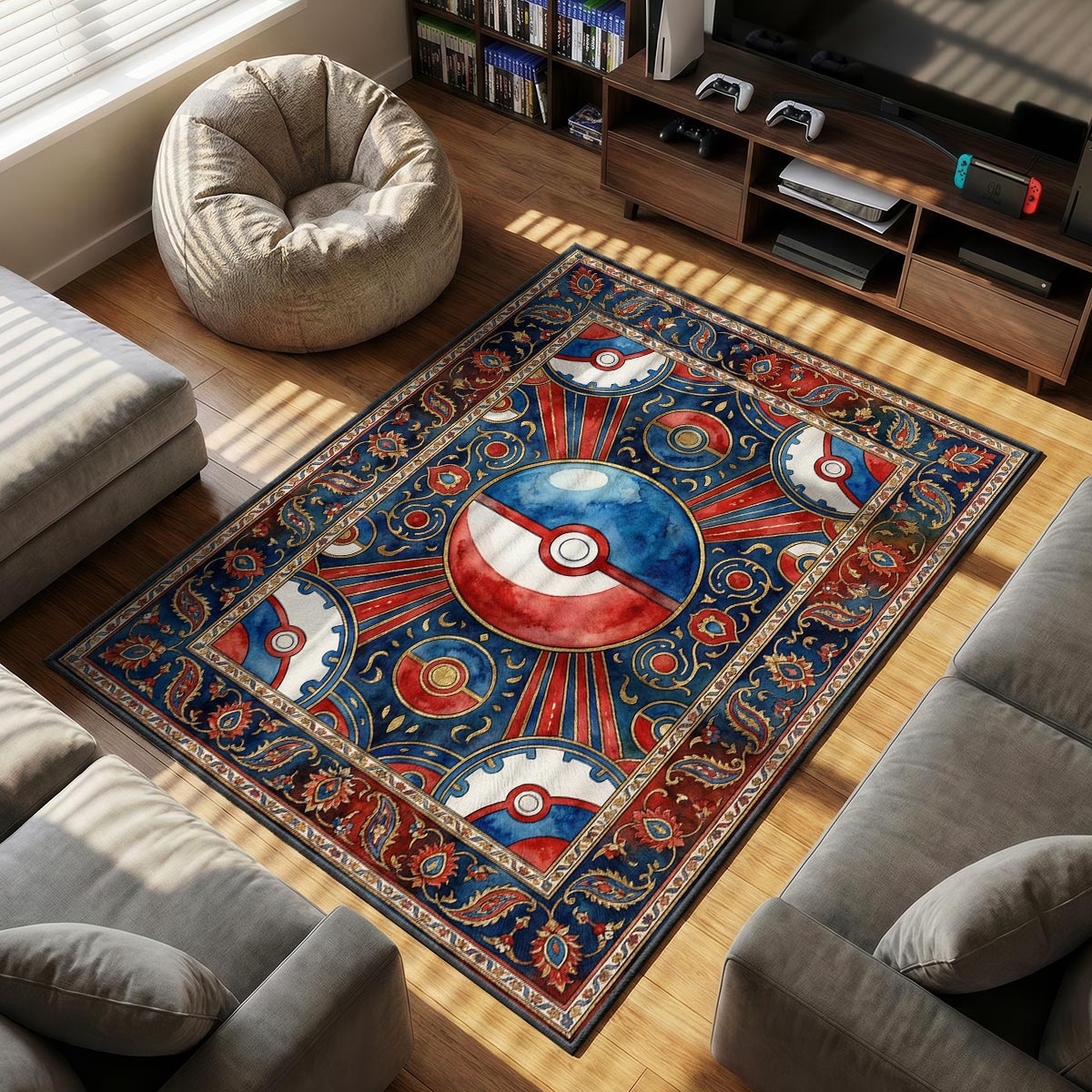 Great Ball themed area rug for home decor fans