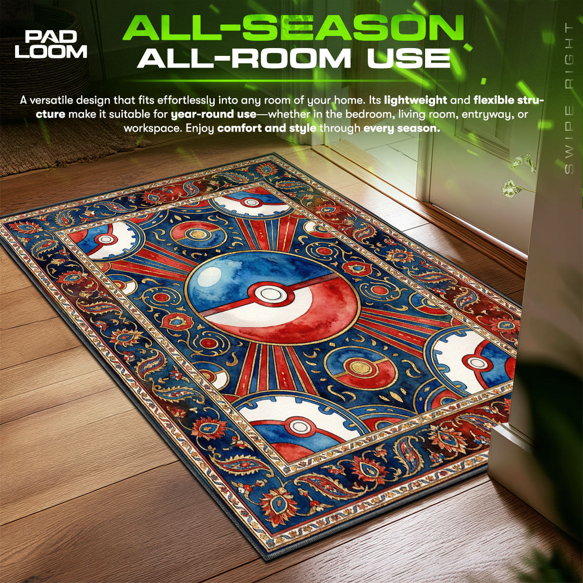 Great Ball Pokémon Chair fan rug — premium quality print