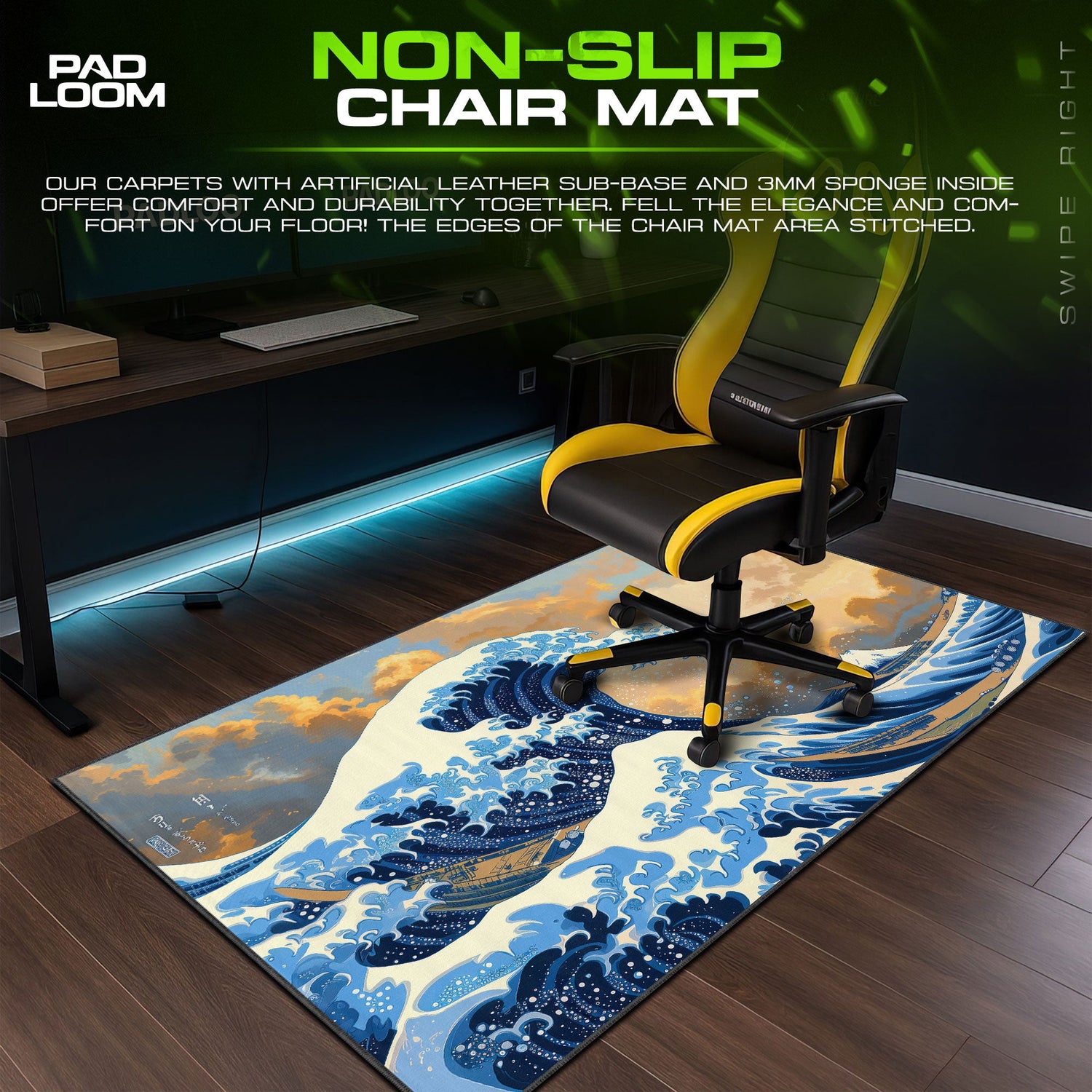 Great Wave Hokusai Art Mouse Pad, Desk Mat Padloom