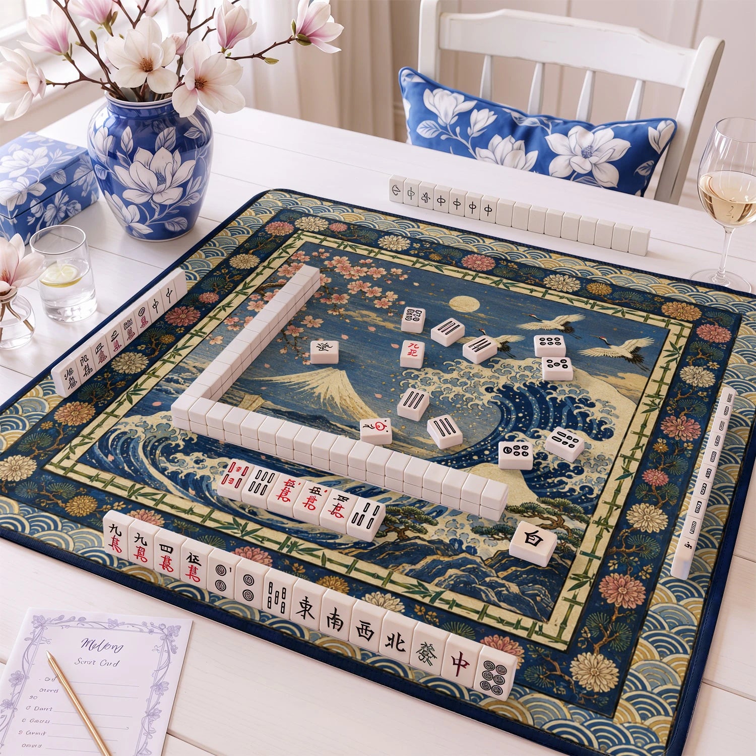 Great Wave mahjong mat – M (60x60 cm) and L (81x81 cm) sizes