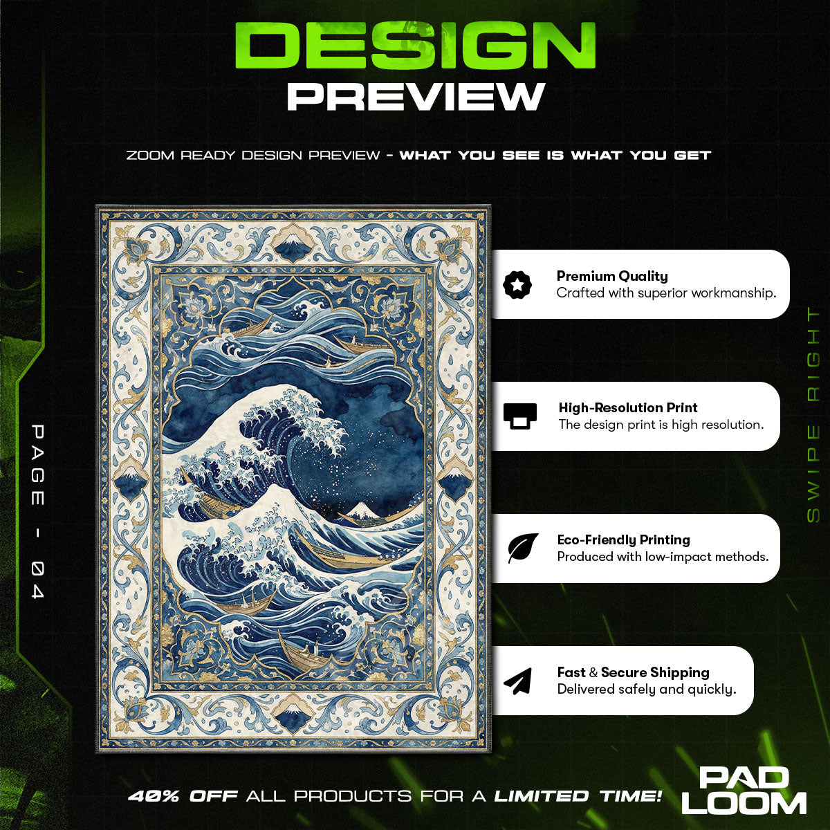 Great Wave Japanese Ukiyo e Area rug — main product view